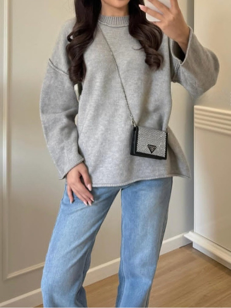 Vintage Fashion Old Money - Vintage Women Sweaters Black Lantern Sleeve