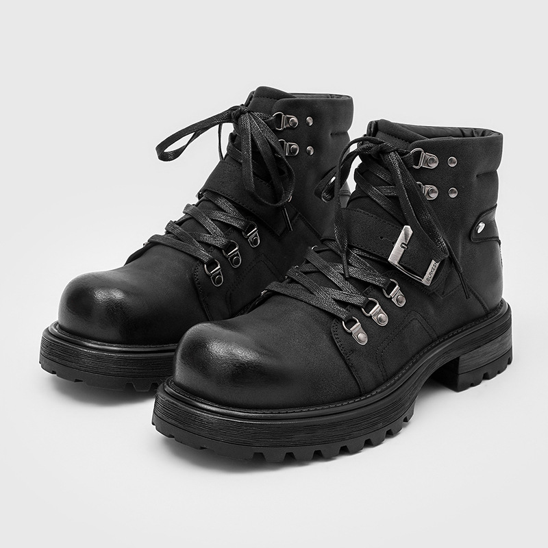 Vintage Fashion Brands - Brand Men Leather Boots Motorcycle Snow