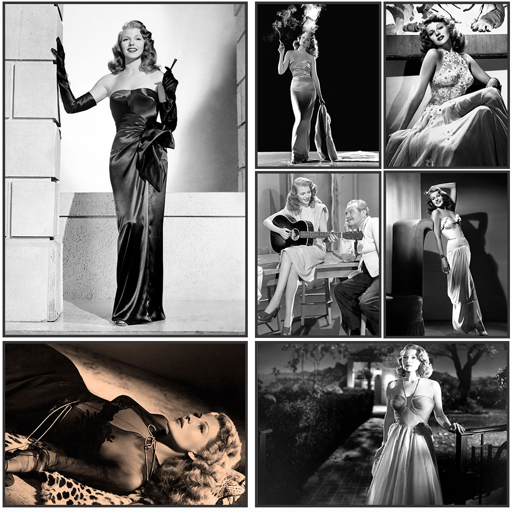 Vintage Fashion Sketches - Rita Hayworth Poster,Black and White,Rita Hayworth