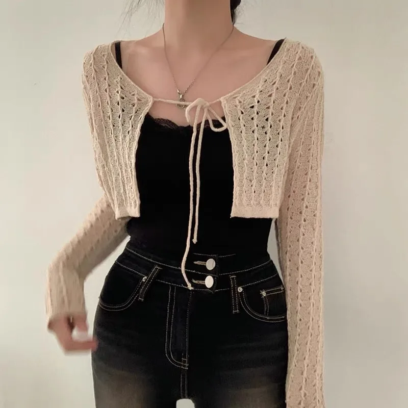 Women Tie Front Crop Cardigan  - đánh giá và giá Crochet Top Boho
