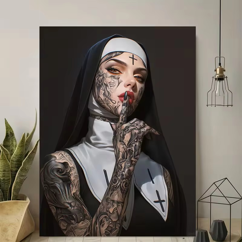 Fashion Girl Tattoo Nun Canvas - đánh giá và giá Vintage Fashion Sketches