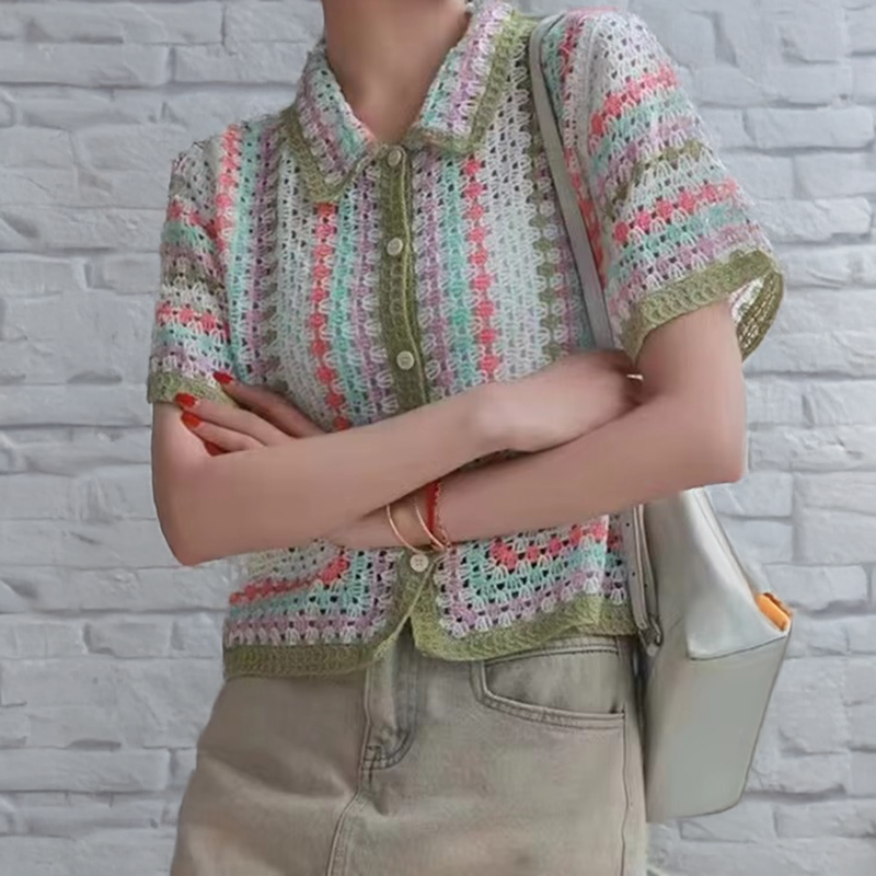 Button Up Crochet Shirt for Wo - đánh giá và giá Crochet Top Boho