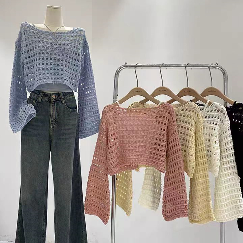 Long Sleeve Crochet Knit Top S - đánh giá và giá Crochet Top Boho