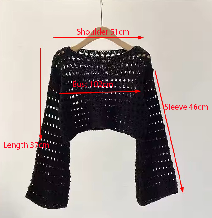 Long Sleeve Crochet Knit Top S - đánh giá và giá Crochet Top Boho