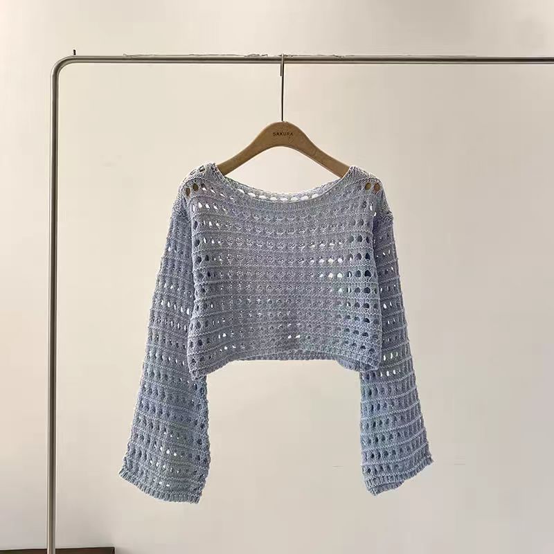 Long Sleeve Crochet Knit Top S - đánh giá và giá Crochet Top Boho