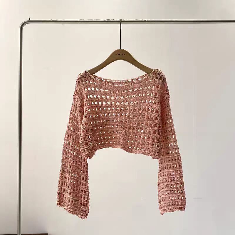Long Sleeve Crochet Knit Top S - đánh giá và giá Crochet Top Boho