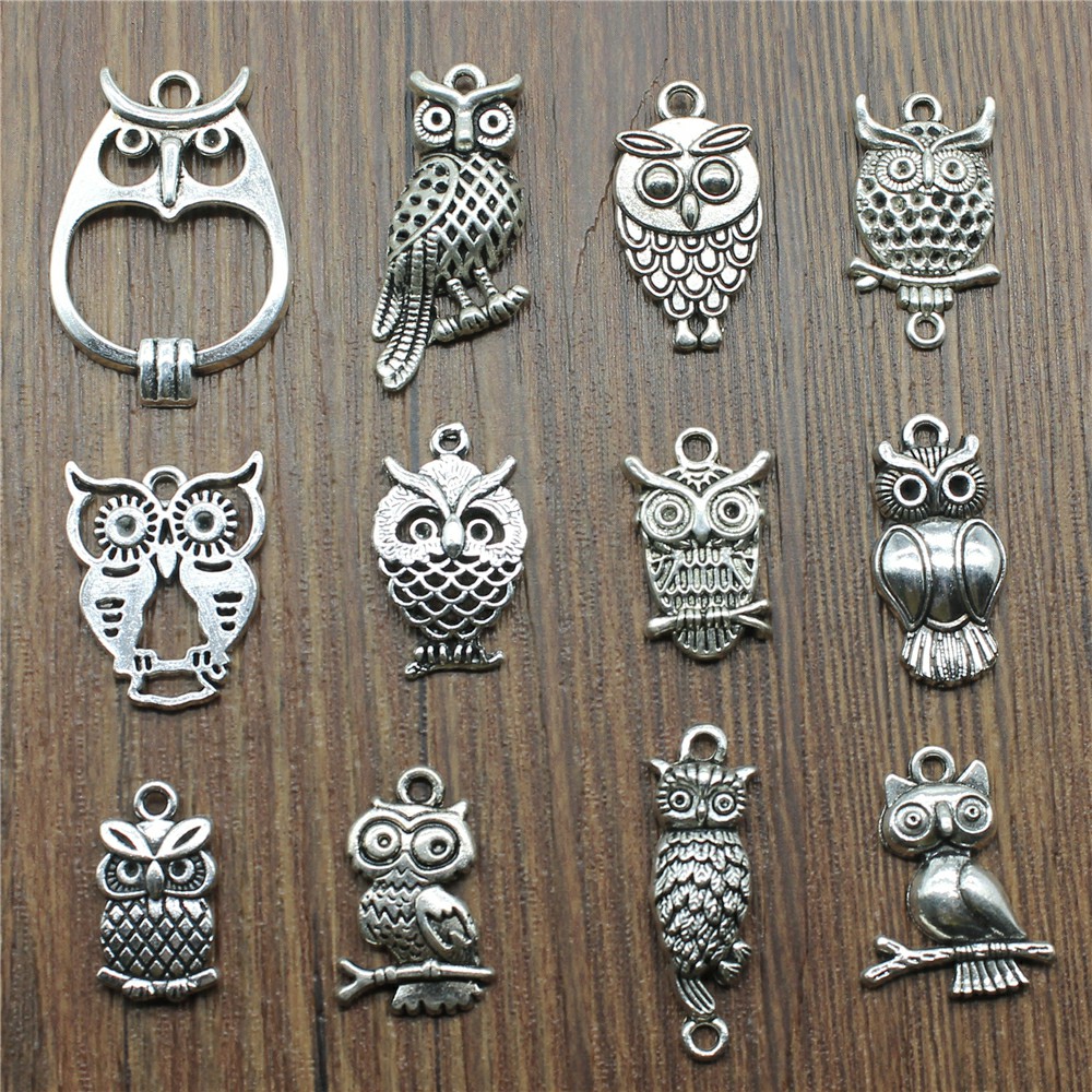 10pcs Charms Owl Antique Silve - đánh giá và giá Vintage Fashion Tumblr