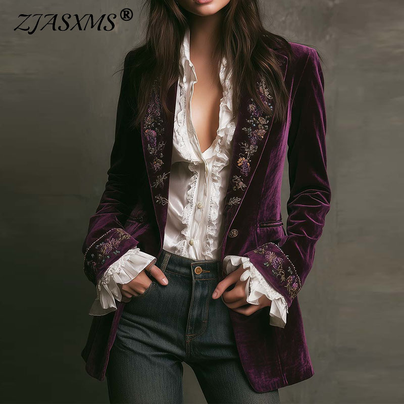 New Women Winter Coats and Jac - đánh giá và giá Velvet Blazer Vintage