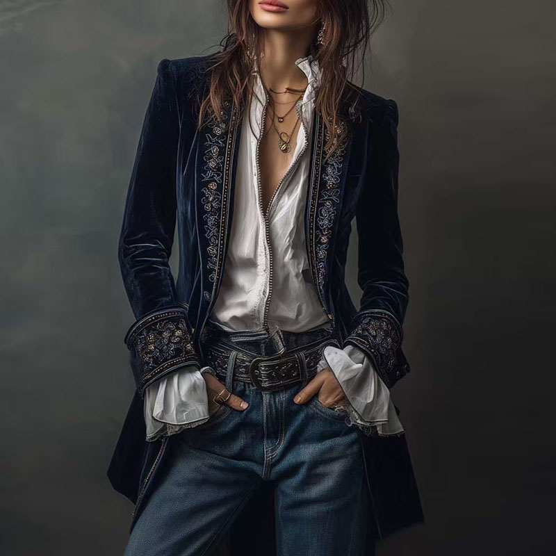 New Women Winter Coats and Jac - đánh giá và giá Velvet Blazer Vintage