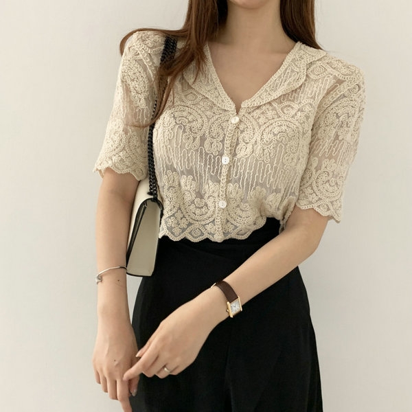 Sheer Embroidery Lace Blouse C - đánh giá và giá Crochet Top Boho