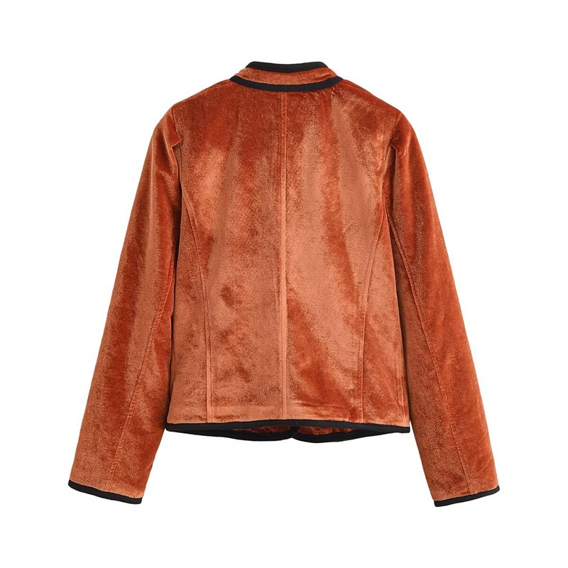 Stand Collar Contrast Piping T - đánh giá và giá Velvet Blazer Vintage