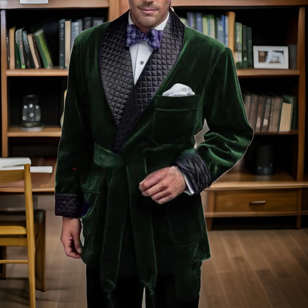 Green Velvet Smoking Suit Jack - đánh giá và giá Velvet Blazer Vintage