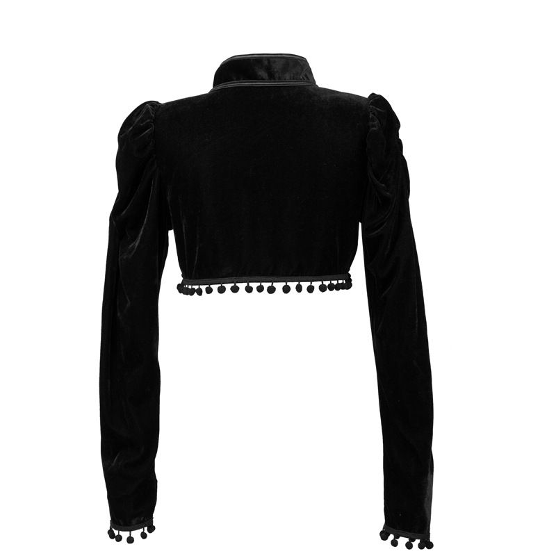 Flannel Tassels Stand Collar E - đánh giá và giá Velvet Blazer Vintage