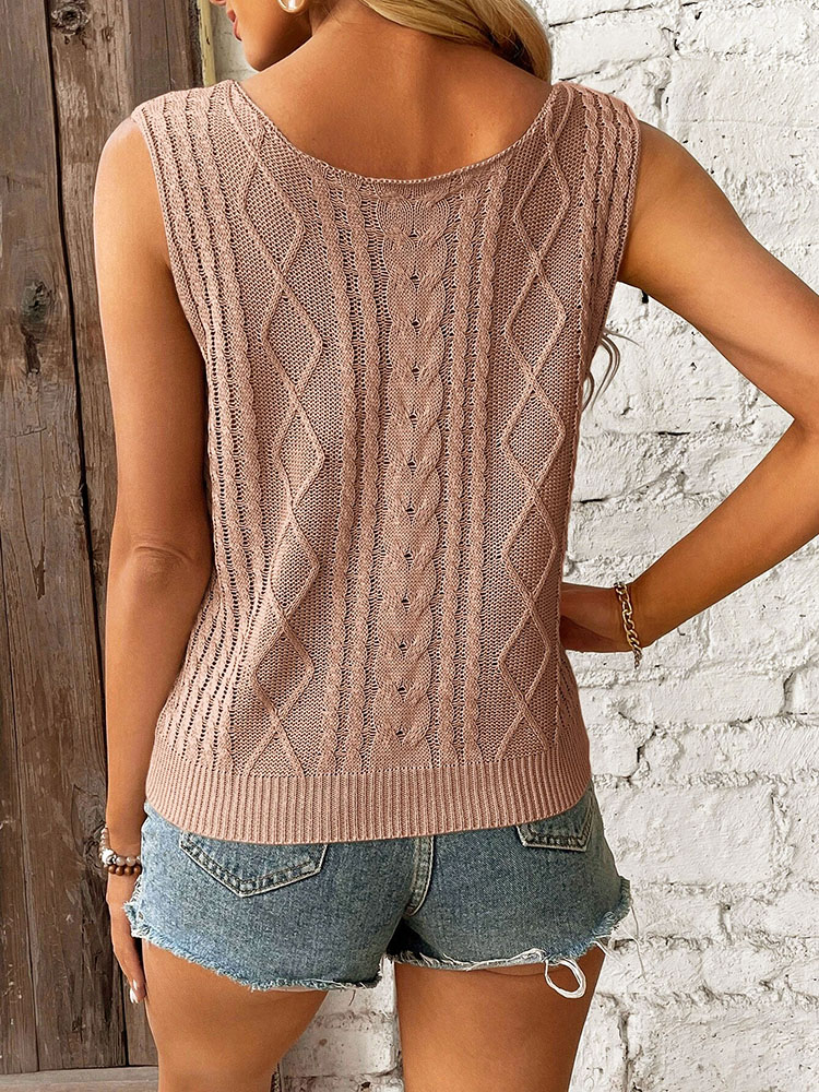 Beige Crochet Knit Vest for Wo - đánh giá và giá Crochet Top Boho